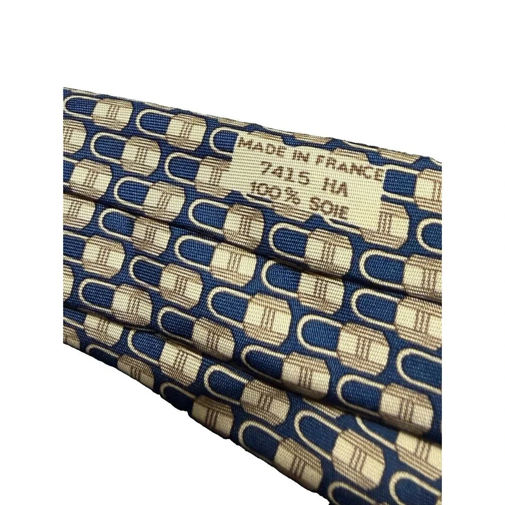 Hermes Men's Blue Padlock Print 100% Silk Tie, 7415 HA